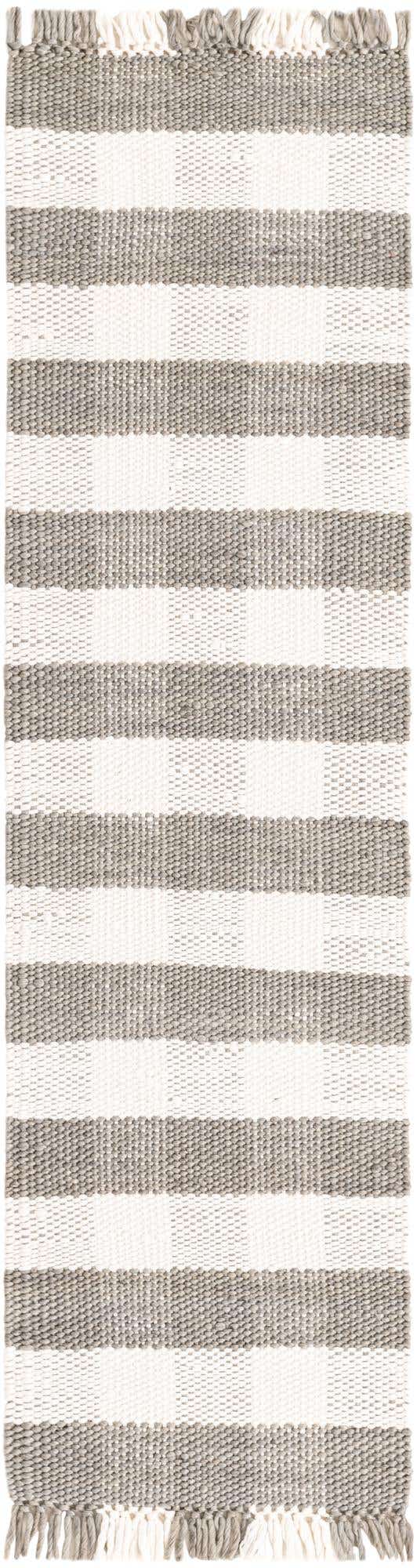 Gray 2' x 8' Eco Plaid Indoor Outdoor Washable Runner Rug