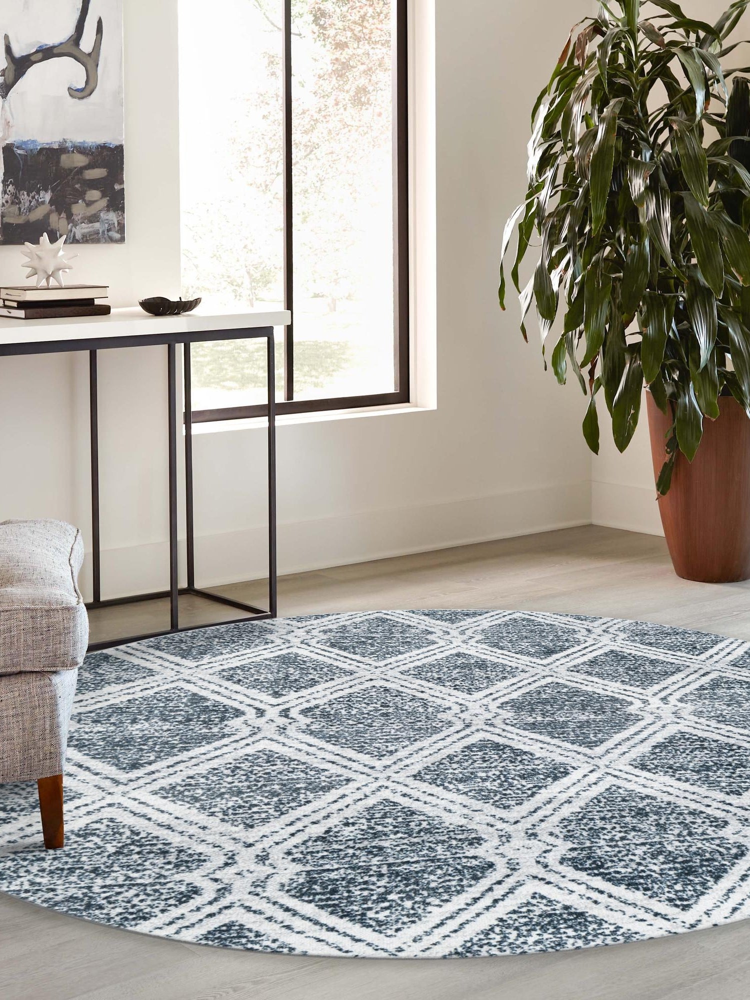 Washable Ivory 5' 3 x 5' 3 Kamala Washable Round Area Rug Easy to Clean Stain Resistant & Durable 100% Polyester Spill-Friendly Carpet for Sale at Rug Engine
