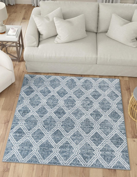 Washable Ivory 5' 3 x 5' 3 Kamala Washable Square Area Rug Easy to Clean Stain Resistant & Durable 100% Polyester Spill-Friendly Carpet for Sale at Rug Engine