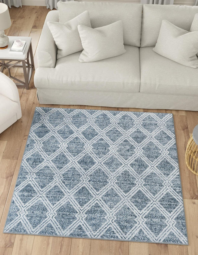 Washable Ivory 7' 10 x 7' 10 Kamala Washable Square Area Rug Easy to Clean Stain Resistant & Durable 100% Polyester Spill-Friendly Carpet for Sale at Rug Engine
