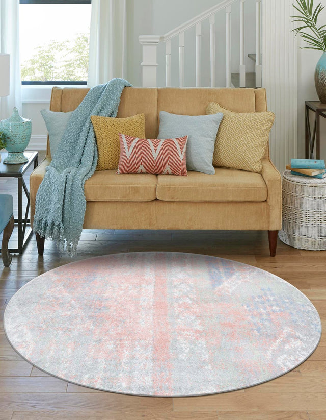 Washable Multicolor 7' 10 x 7' 10 Kamala Washable Round Area Rug Easy to Clean Stain Resistant & Durable 100% Polyester Spill-Friendly Carpet for Sale at Rug Engine