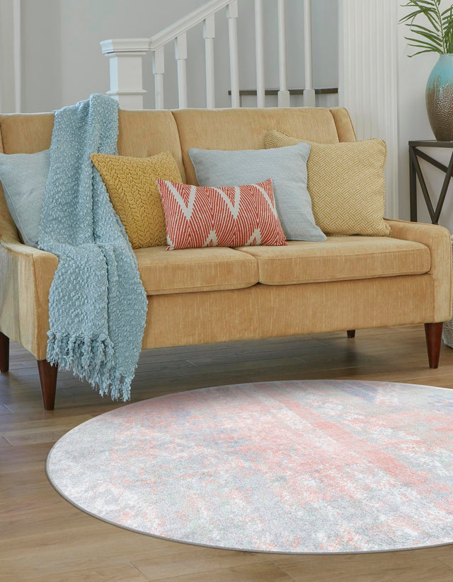 Washable Multicolor 7' 10 x 7' 10 Kamala Washable Round Area Rug Easy to Clean Stain Resistant & Durable 100% Polyester Spill-Friendly Carpet for Sale at Rug Engine