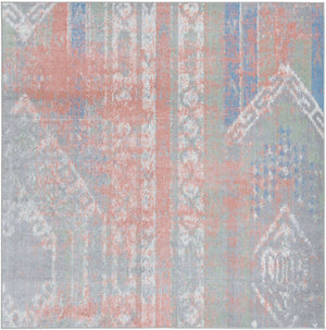 Washable Multicolor 7' 10 x 7' 10 Kamala Washable Square Area Rug Easy to Clean Stain Resistant & Durable 100% Polyester Spill-Friendly Carpet for Sale at Rug Engine