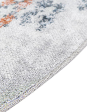 Washable Ivory Gray 5' 3 x 5' 3 Kamala Washable Round Area Rug Easy to Clean Stain Resistant & Durable 100% Polyester Spill-Friendly Carpet for Sale at Rug Engine