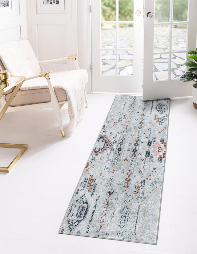 Washable Ivory Gray 2' 7 x 12' Kamala Washable Runner Area Rug Easy to Clean Stain Resistant & Durable 100% Polyester Spill-Friendly Carpet for Sale at Rug Engine