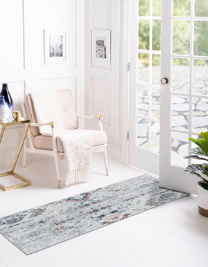Washable Ivory Gray 2' 7 x 12' Kamala Washable Runner Area Rug Easy to Clean Stain Resistant & Durable 100% Polyester Spill-Friendly Carpet for Sale at Rug Engine
