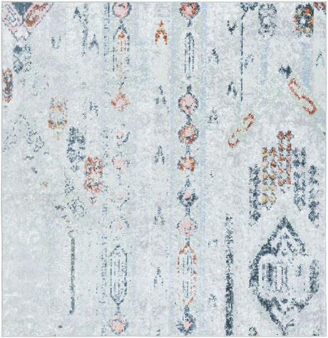 Ivory Gray 8' x 8' Kamala Washable Square Rug