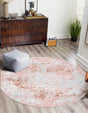 Washable Rose Pink 5' 3 x 5' 3 Kamala Washable Round Area Rug Easy to Clean Stain Resistant & Durable 100% Polyester Spill-Friendly Carpet for Sale at Rug Engine