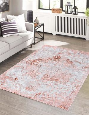 Washable Rose Pink 5' 3 x 8' Kamala Washable Rectangle Area Rug Easy to Clean Stain Resistant & Durable 100% Polyester Spill-Friendly Carpet for Sale at Rug Engine
