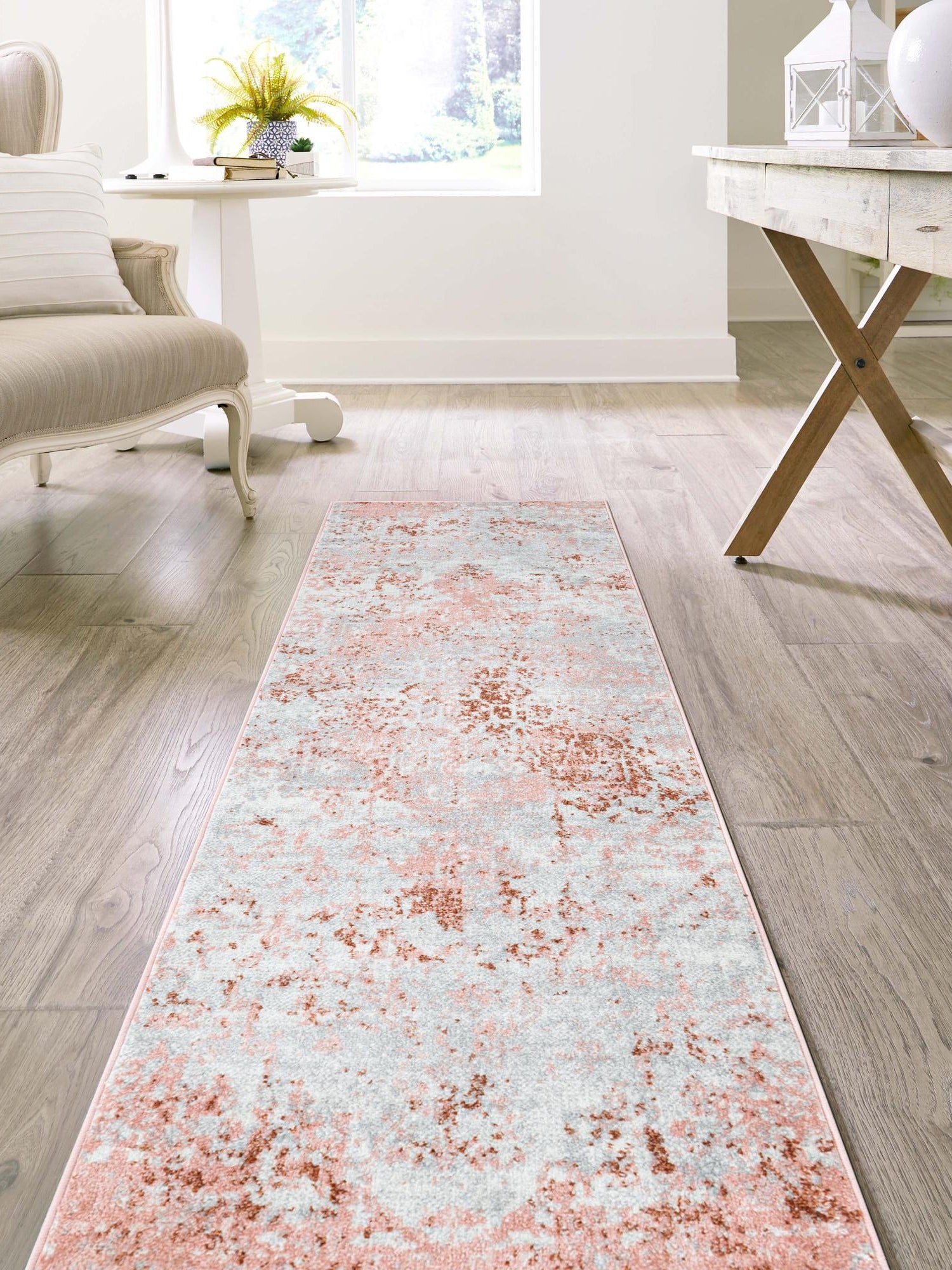 Washable Rose Pink 2' 7 x 12' Kamala Washable Runner Area Rug Easy to Clean Stain Resistant & Durable 100% Polyester Spill-Friendly Carpet for Sale at Rug Engine