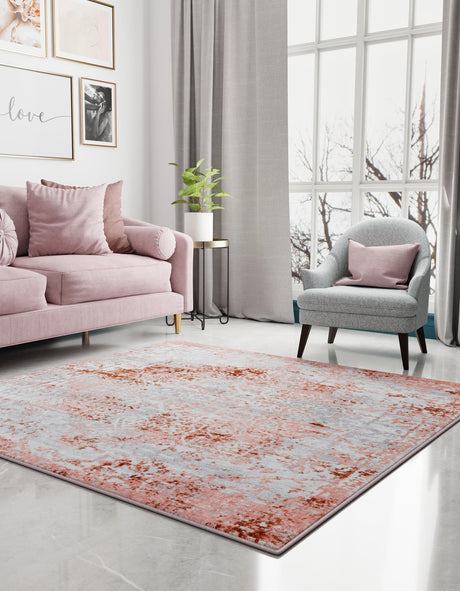 Washable Rose Pink 5' 3 x 5' 3 Kamala Washable Square Area Rug Easy to Clean Stain Resistant & Durable 100% Polyester Spill-Friendly Carpet for Sale at Rug Engine