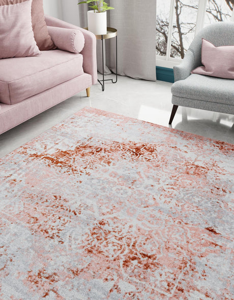 Washable Rose Pink 5' 3 x 5' 3 Kamala Washable Square Area Rug Easy to Clean Stain Resistant & Durable 100% Polyester Spill-Friendly Carpet for Sale at Rug Engine