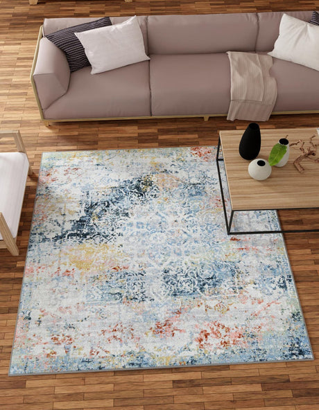 Multicolor 8' x 8' Kamala Washable Square Rug