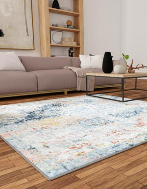 Washable Multicolor 5' 3 x 5' 3 Kamala Washable Square Area Rug Easy to Clean Stain Resistant & Durable 100% Polyester Spill-Friendly Carpet for Sale at Rug Engine