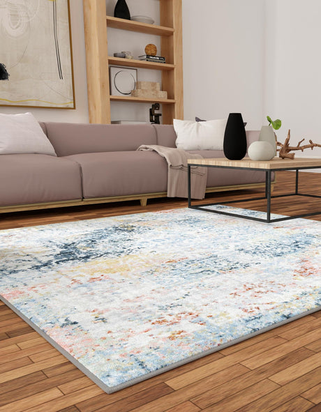 Washable Multicolor 5' 3 x 5' 3 Kamala Washable Square Area Rug Easy to Clean Stain Resistant & Durable 100% Polyester Spill-Friendly Carpet for Sale at Rug Engine