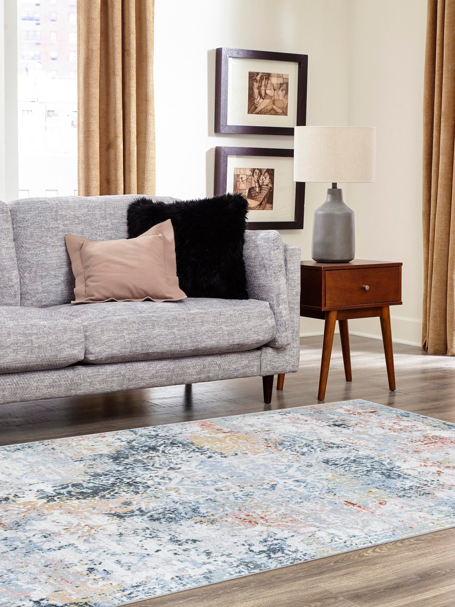 Washable Multicolor 3' 3 x 5' 3 Kamala Washable Rectangle Area Rug Easy to Clean Stain Resistant & Durable 100% Polyester Spill-Friendly Carpet for Sale at Rug Engine