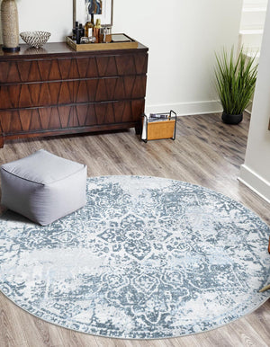 Navy Blue 5' 3 x 5' 3 Kamala Washable Round Rug