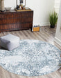 Navy Blue 5' 3 x 5' 3 Kamala Washable Round Rug