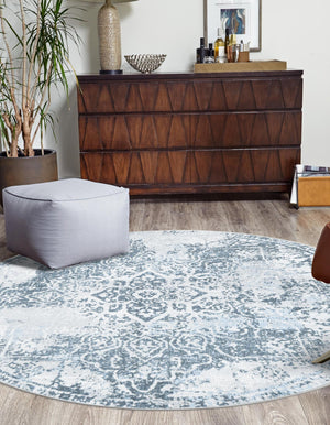Navy Blue 5' 3 x 5' 3 Kamala Washable Round Rug