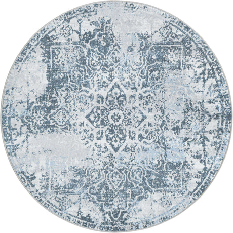 Navy Blue 5' 3 x 5' 3 Kamala Washable Round Rug