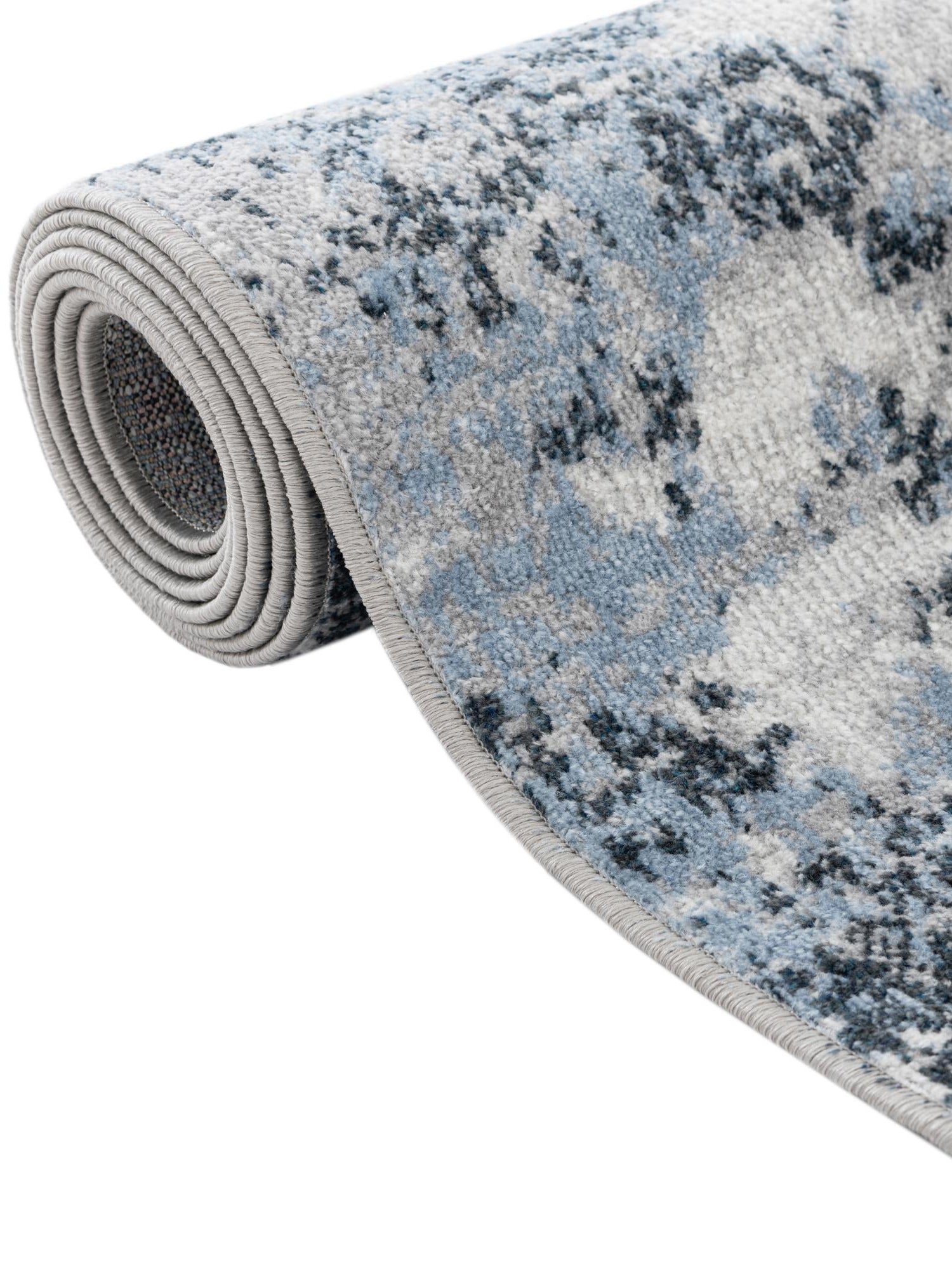Washable Navy Blue 4' 1 x 6' 1 Kamala Washable Rectangle Area Rug Easy to Clean Stain Resistant & Durable 100% Polyester Spill-Friendly Carpet for Sale at Rug Engine