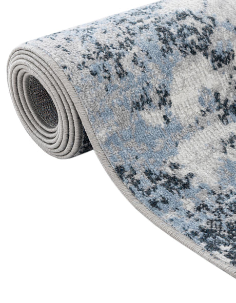 Washable Navy Blue 4' 1 x 6' 1 Kamala Washable Rectangle Area Rug Easy to Clean Stain Resistant & Durable 100% Polyester Spill-Friendly Carpet for Sale at Rug Engine