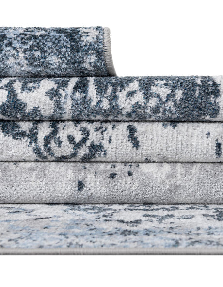 Washable Navy Blue 7' 10 x 10' Kamala Washable Rectangle Area Rug Easy to Clean Stain Resistant & Durable 100% Polyester Spill-Friendly Carpet for Sale at Rug Engine