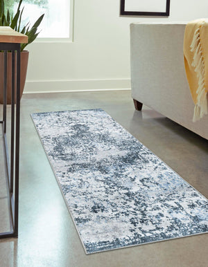 Navy Blue 3' x 12' Kamala Washable Runner Rug