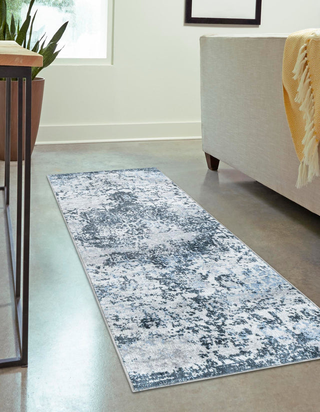 Navy Blue 3' x 12' Kamala Washable Runner Rug