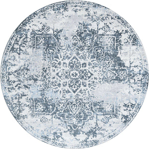 Navy Blue 8' x 8' Kamala Washable Round Rug