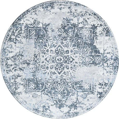 Navy Blue 8' x 8' Kamala Washable Round Rug