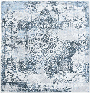 Navy Blue 8' x 8' Kamala Washable Square Rug