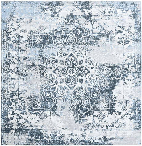 Navy Blue 8' x 8' Kamala Washable Square Rug