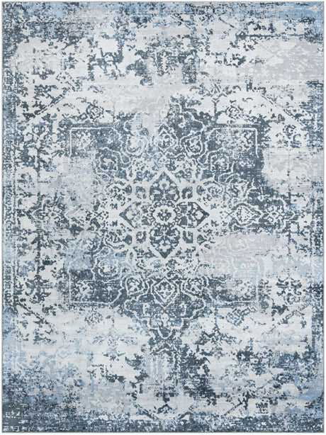 Navy Blue 9' x 12' Kamala Washable Rectangle Rug