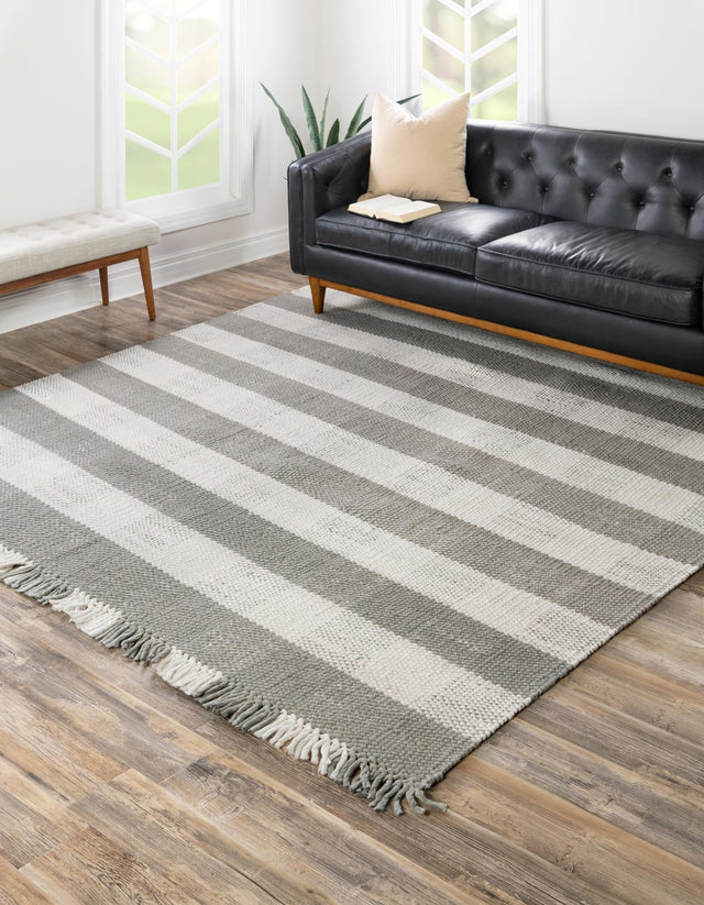Washable Gray 7' 10 x 7' 10 Eco Plaid Indoor Outdoor Washable Square Area Rug Easy to Clean Stain Resistant & Durable Weather Resistant for Patio, Deck, Terrace, Balcony, Porch 100% Recycled Plastic Bottles Carpet Mat for Sale at Rug Engine