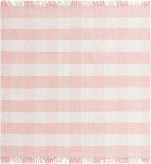 Washable Pink 7' 10 x 7' 10 Eco Plaid Indoor Outdoor Washable Square Area Rug Easy to Clean Stain Resistant & Durable Weather Resistant for Patio, Deck, Terrace, Balcony, Porch 100% Recycled Plastic Bottles Carpet Mat for Sale at Rug Engine