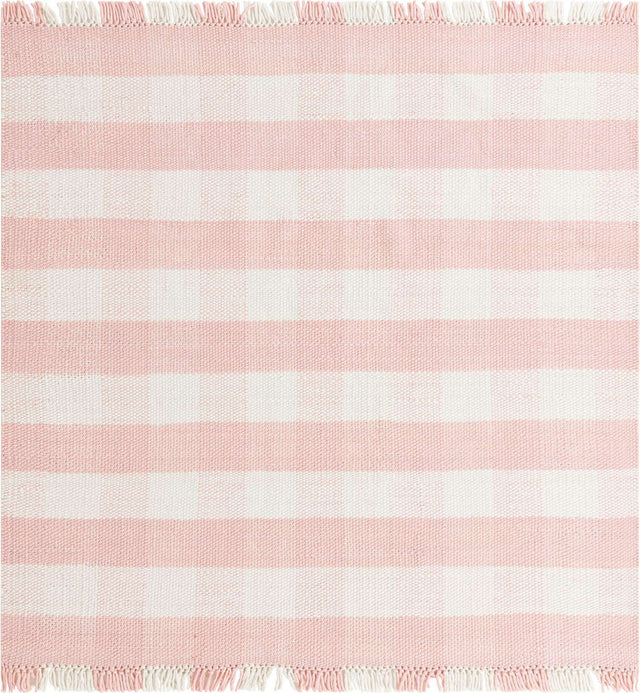 Washable Pink 7' 10 x 7' 10 Eco Plaid Indoor Outdoor Washable Square Area Rug Easy to Clean Stain Resistant & Durable Weather Resistant for Patio, Deck, Terrace, Balcony, Porch 100% Recycled Plastic Bottles Carpet Mat for Sale at Rug Engine