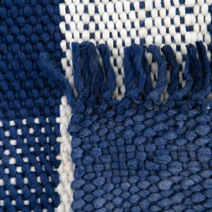 Washable Navy Blue 7' 10 x 7' 10 Eco Plaid Indoor Outdoor Washable Square Area Rug Easy to Clean Stain Resistant & Durable Weather Resistant for Patio, Deck, Terrace, Balcony, Porch 100% Recycled Plastic Bottles Carpet Mat for Sale at Rug Engine