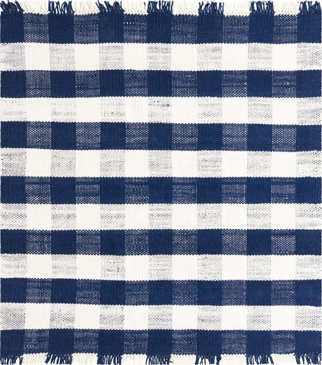 Washable Navy Blue 7' 10 x 7' 10 Eco Plaid Indoor Outdoor Washable Square Area Rug Easy to Clean Stain Resistant & Durable Weather Resistant for Patio, Deck, Terrace, Balcony, Porch 100% Recycled Plastic Bottles Carpet Mat for Sale at Rug Engine