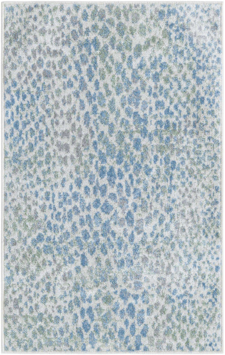 Washable Ivory Blue 2' x 3' 1 Kamala Washable Rectangle Area Rug Easy to Clean Stain Resistant & Durable 100% Polyester Spill-Friendly Carpet for Sale at Rug Engine