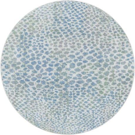 Ivory Blue 3' 3 x 3' 3 Kamala Washable Round Rug