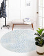 Ivory Blue 8' x 8' Kamala Washable Round Rug