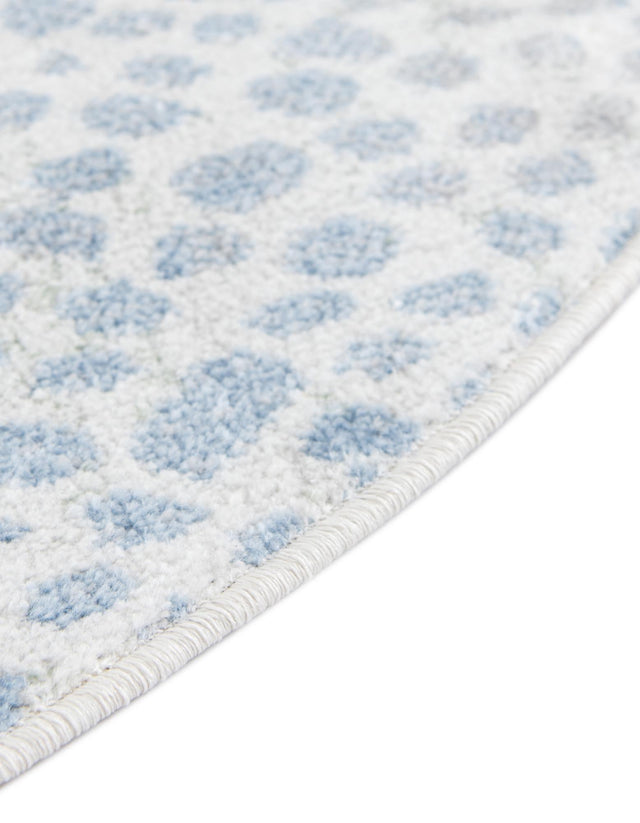 Ivory Blue 5' 3 x 5' 3 Kamala Washable Round Rug