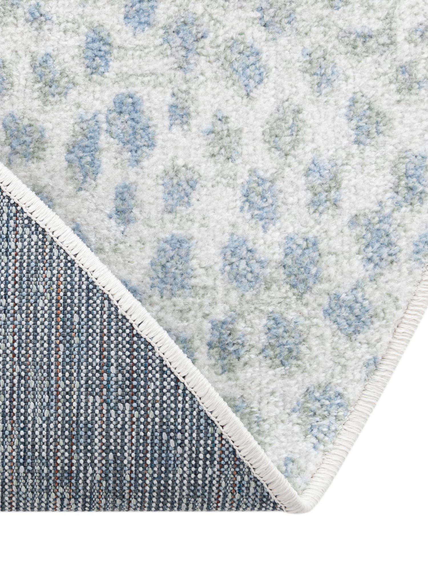 Washable Ivory Blue 3' 3 x 3' 3 Kamala Washable Round Area Rug Easy to Clean Stain Resistant & Durable 100% Polyester Spill-Friendly Carpet for Sale at Rug Engine