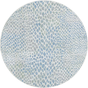 Ivory Blue 5' 3 x 5' 3 Kamala Washable Round Rug