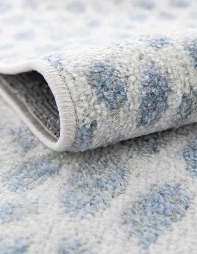 Ivory Blue 8' x 8' Kamala Washable Square Rug