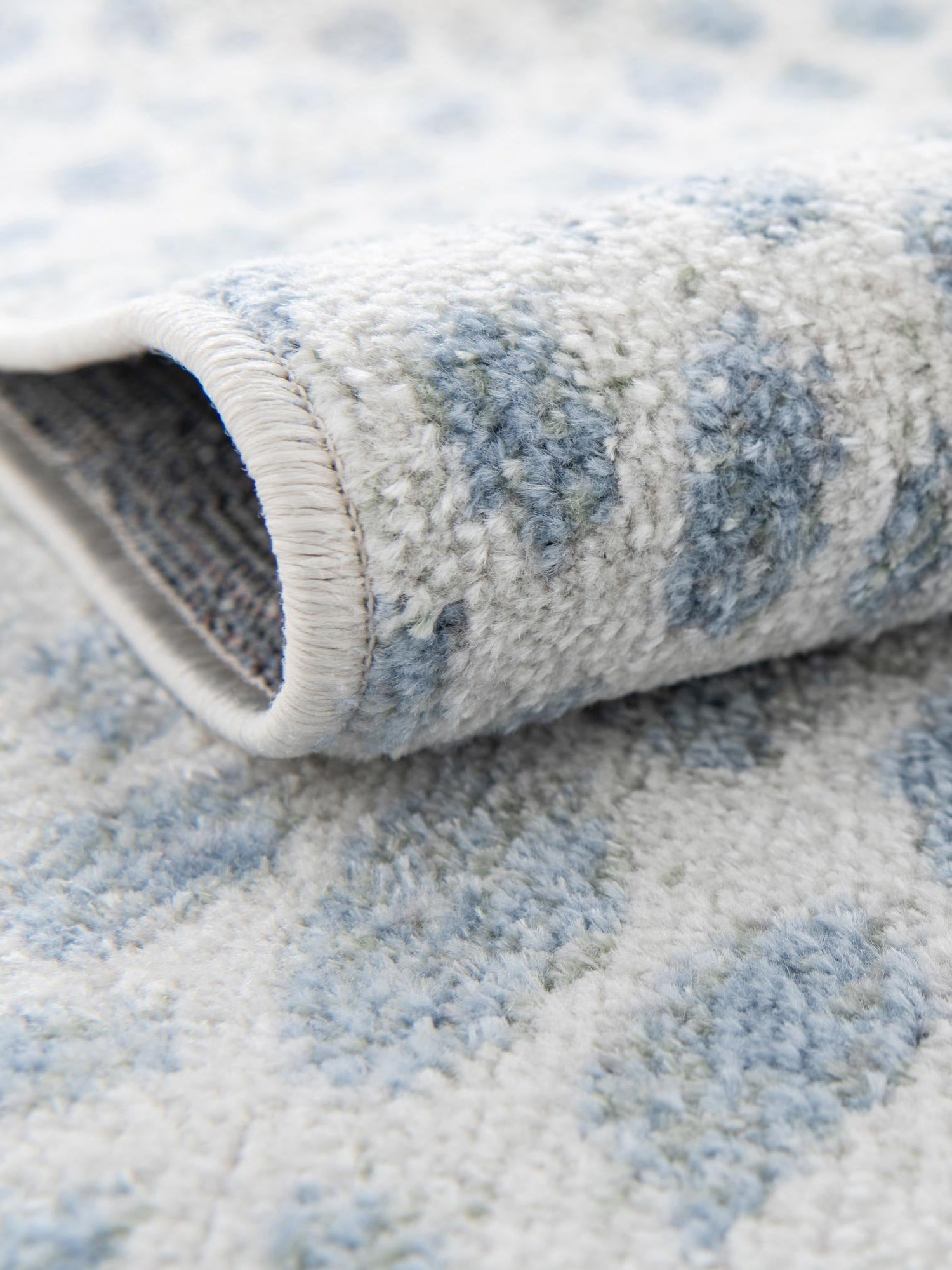 Washable Ivory Blue 10' x 14' 1 Kamala Washable Rectangle Area Rug Easy to Clean Stain Resistant & Durable 100% Polyester Spill-Friendly Carpet for Sale at Rug Engine