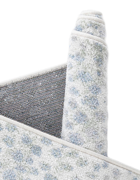 Washable Ivory Blue 5' 3 x 8' Kamala Washable Rectangle Area Rug Easy to Clean Stain Resistant & Durable 100% Polyester Spill-Friendly Carpet for Sale at Rug Engine