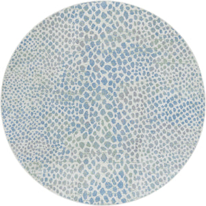 Ivory Blue 8' x 8' Kamala Washable Round Rug
