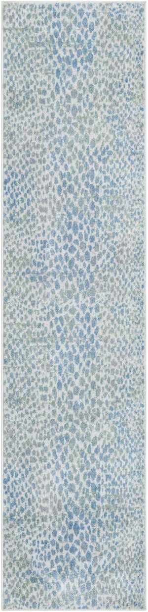 Ivory Blue 2' x 8' Kamala Washable Runner Rug
